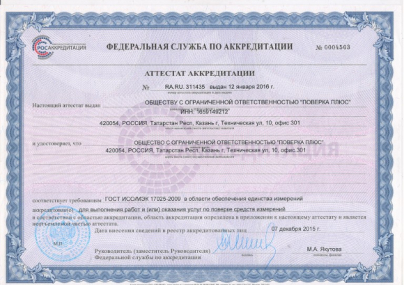 Аккредитация ООО Поверка плюс